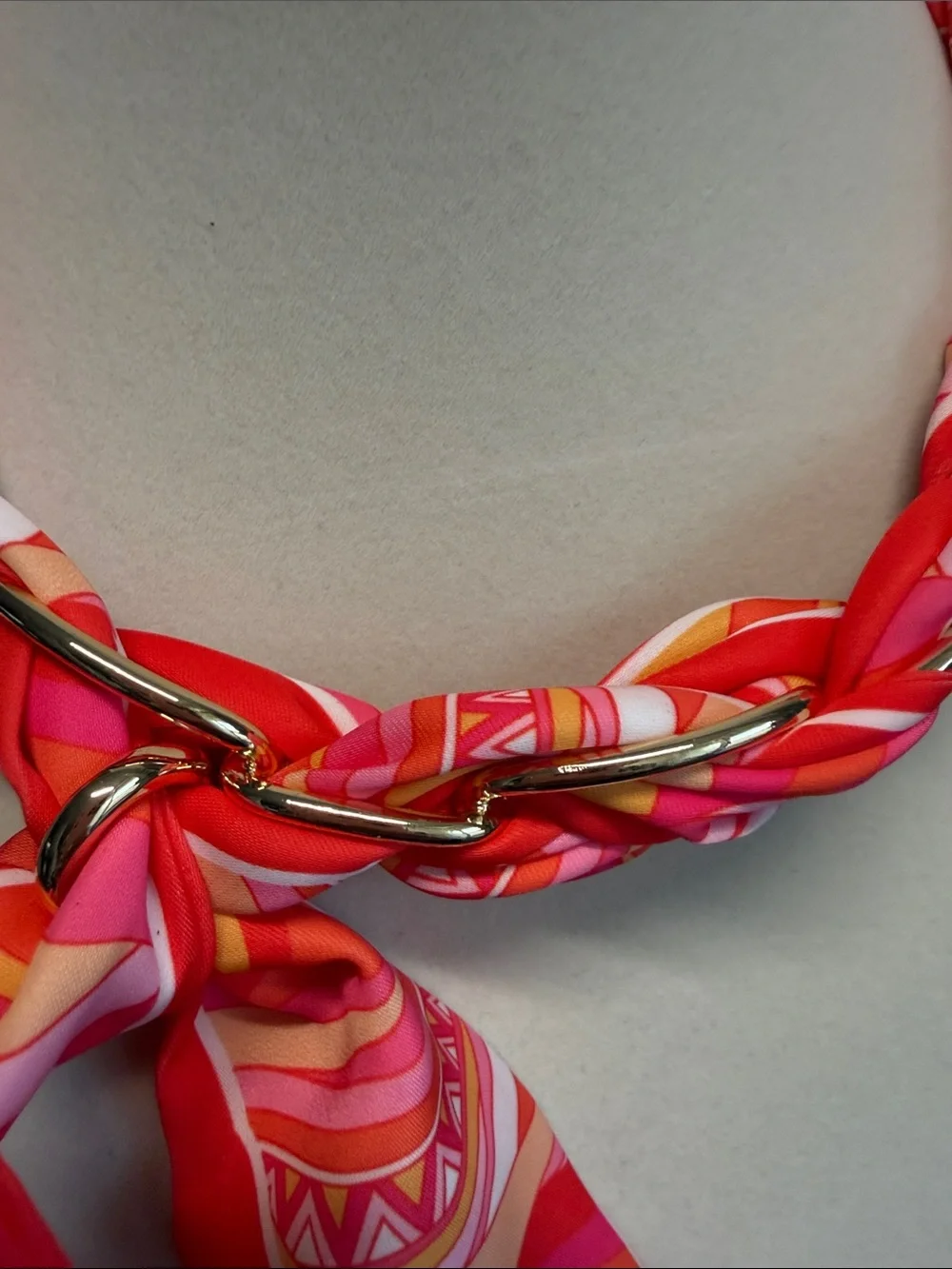 Piper K | Boho Scarf Wrapped Gold Tone Chain Statement Choker Necklace